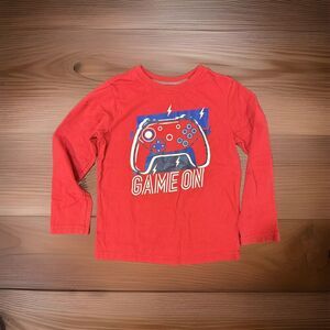 Member's Mark Boys S (6) Red "Game On" Long Sleeve Graphic T-Shirt Gamer